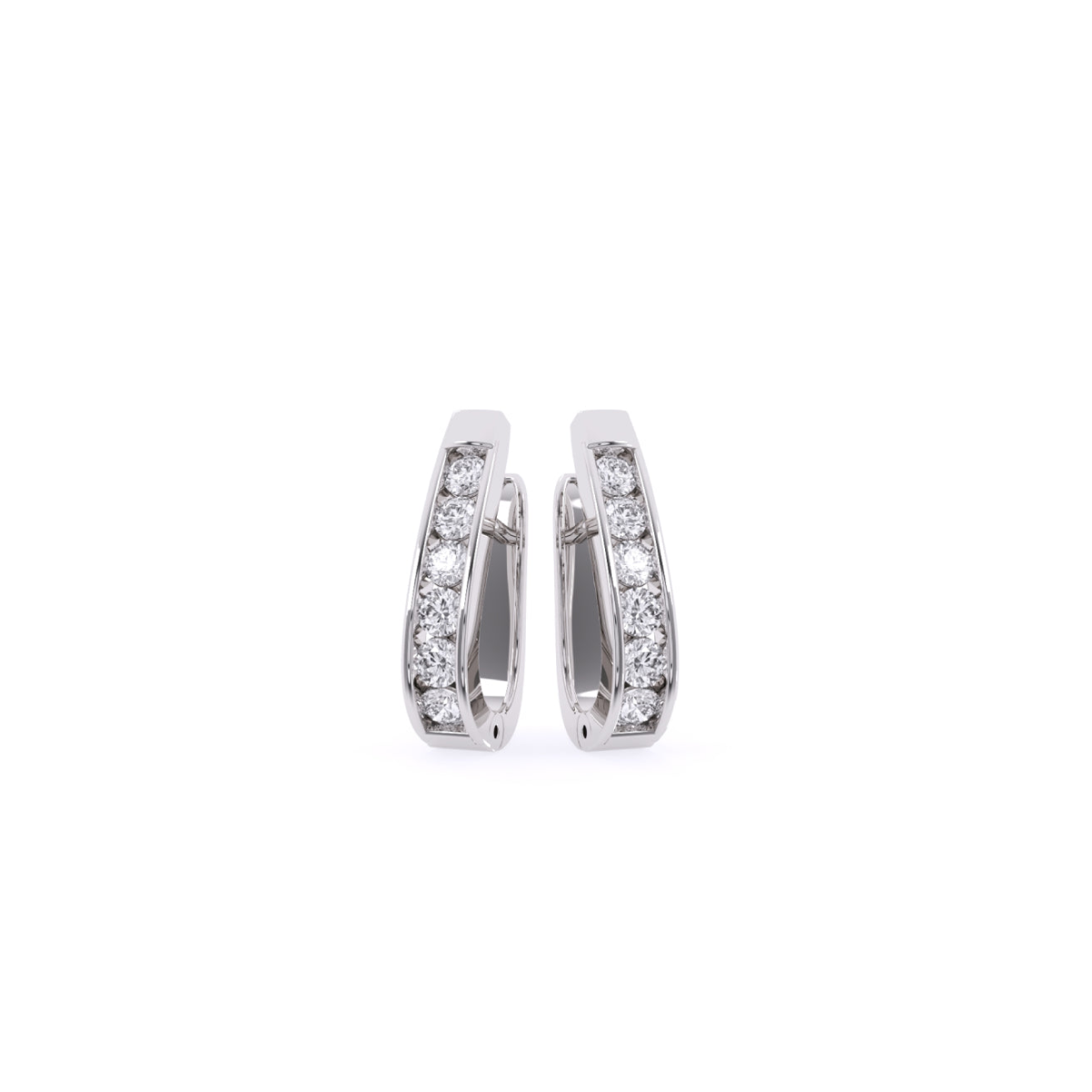 Unique Two Tone Channel Set Diamond Hoop Earrings